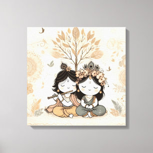 Radha Krishna Mandala Art mural Amour Éternel