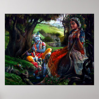 Radha Krishna Painting (Indian Mythology) Poster