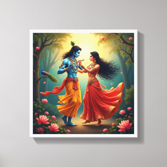 Radha Krishna Spiritual Paintings 🌺🎶. Canvas Print (Front)