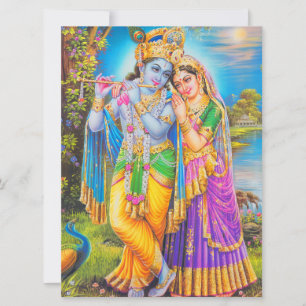 Radha Krishna with Flute Hare Krishna Card