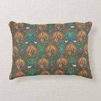 Radhe Krishna Pattern Accent Pillow