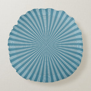 Radial Circular Weaving Pattern - Blue/Silver Round Pillow