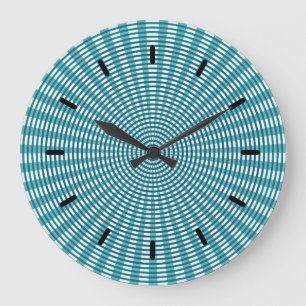 Radial Circular Weaving Pattern - Teal Round Clock