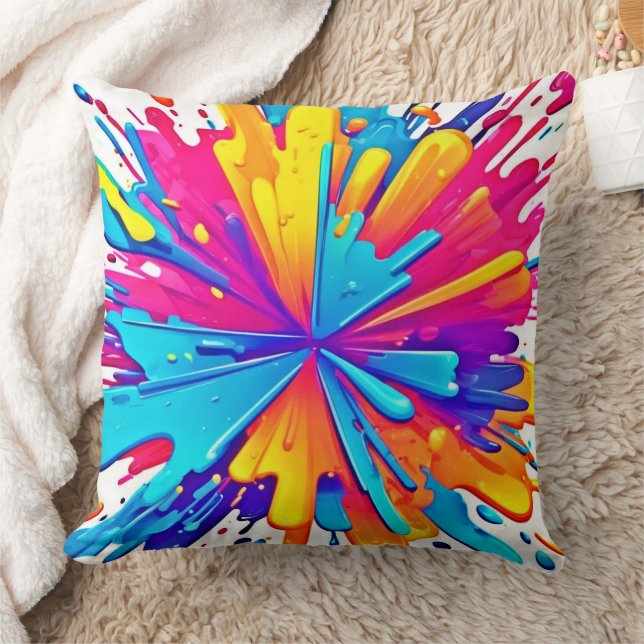 Radial Colour Burst Art Throw Pillow (Blanket)