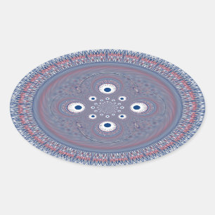 Radial Design Art Print Oval Sticker