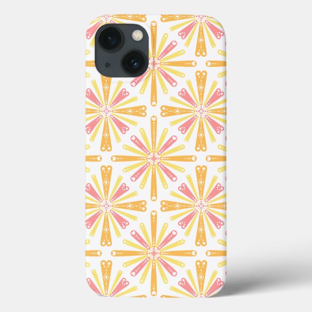 Radial Heart Sunburst Pattern Pink Yellow Case-Mate iPhone Case (Back)