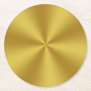 Radial   Metallic Look Faux Gold Round Paper Coaster