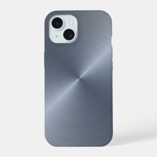 Radial Silver Metallic   Custom iPhone 15 Case