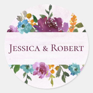 Radiance Personalized Floral Wedding Classic Round Sticker