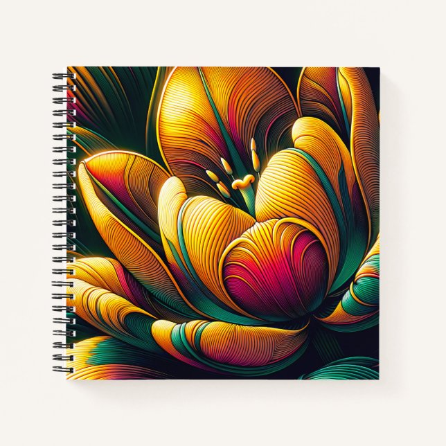 Radiant Abstract Tulip Bloom Notebook (Front)
