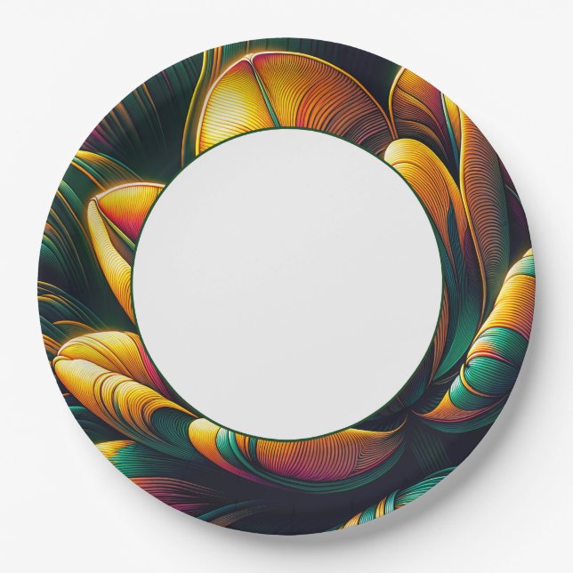 Radiant Abstract Tulip Bloom Paper Plate (Front)