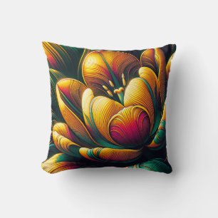Radiant Abstract Tulip Bloom Throw Pillow