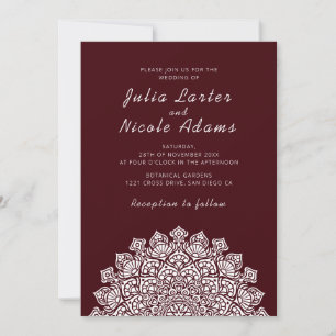 Radiant Airy Crescent Moon Mandala Wedding Invitation