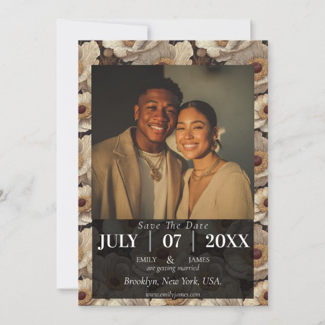 Radiant Anemones Fantasy Fall Wedding Save The Date (Front)
