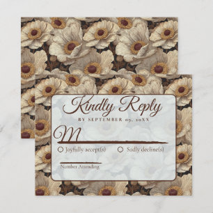 Radiant Anemones Themed Barn Wedding RSVP Card