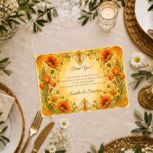 Radiant Art Nouveau Botanical Romance Wedding Thank You Card
