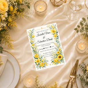 Radiant Autumn Sunflower Bloom Wedding Invitation