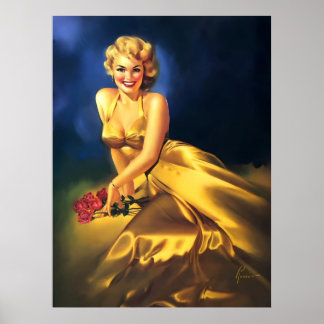 Radiant Beauty Vintage Pin Up Girl Poster