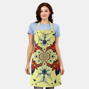 Radiant Bloom   Beautiful Crimson & Yellow Flora K Apron