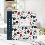 Radiant Bloom Bridal Shower Recipe Binder<br><div class="desc">Collect recipes for the bride to be and organize them in this pretty floral binder with tons of personalization options! Chic binder features a pattern of blush pink, burgundy marsala and navy blue watercolor flowers with lush green foliage and eucalyptus leaves. Customize the front with the bride to be's name...</div>