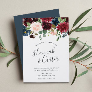 Radiant Bloom   Jewel Tone Floral Wedding Invitation