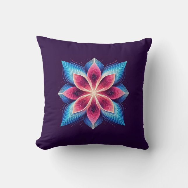 Radiant Bloom Mandala Throw Pillow (Front)