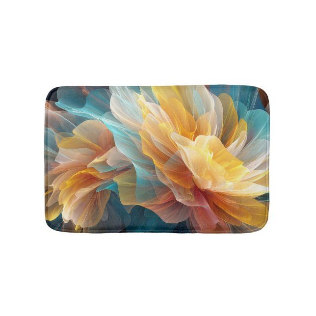 Radiant Bloom of Ethereal Petals in Light Bath Mat (Front)