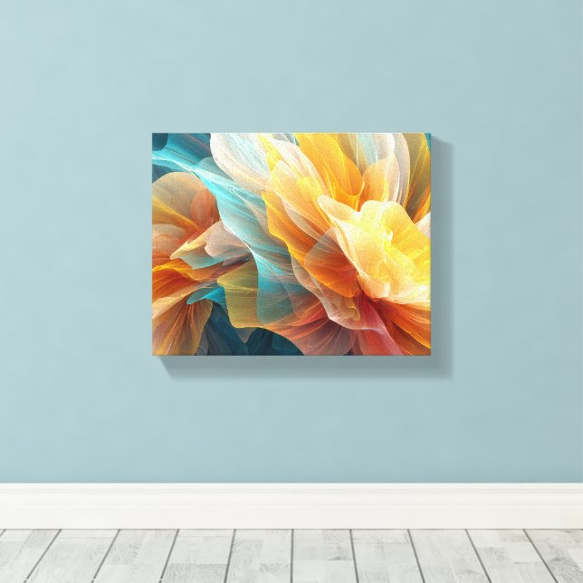 Radiant Bloom of Ethereal Petals in Light Canvas Print (Insitu(Wood Floor))