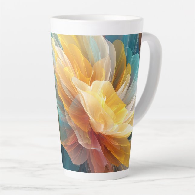 Radiant Bloom of Ethereal Petals in Light Latte Mug (Right Angle)
