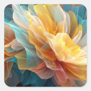 Radiant Bloom of Ethereal Petals in Light Square Sticker
