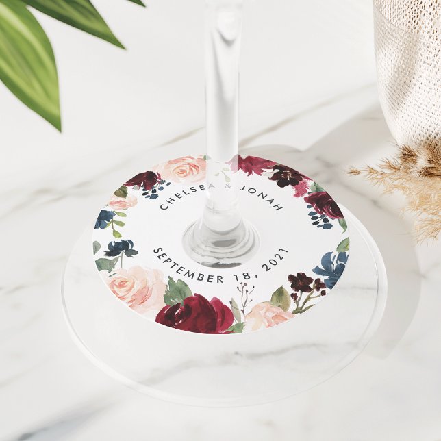 Radiant Bloom | Personalized Wedding Wine Glass Tag (Creator Uploaded)