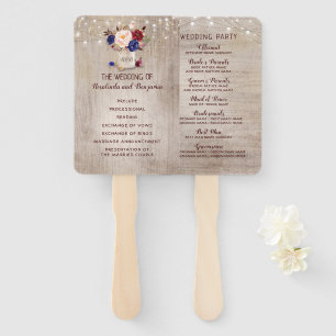 Radiant Bloom Rustic Mason Jar Wedding Program Hand Fan