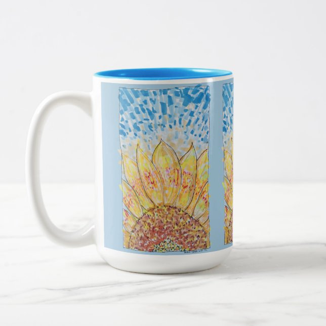 Radiant Bloom Sunflower Two-Tone Coffee Mug (Left)