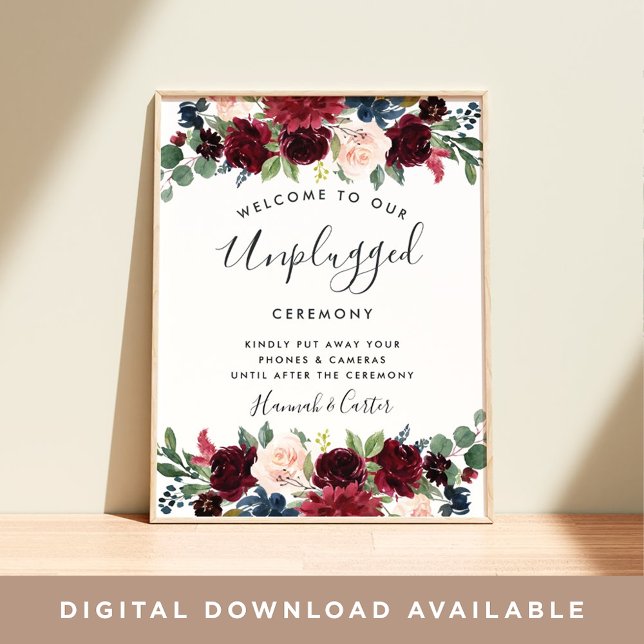 Radiant Bloom Unplugged Wedding Ceremony Sign (Creator Uploaded)