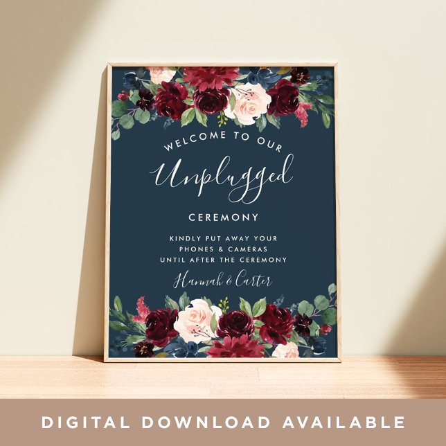 Radiant Bloom Unplugged Wedding Ceremony Sign (Creator Uploaded)