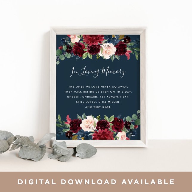 Radiant Bloom Wedding Memorial Sign | Navy (Creator Uploaded)