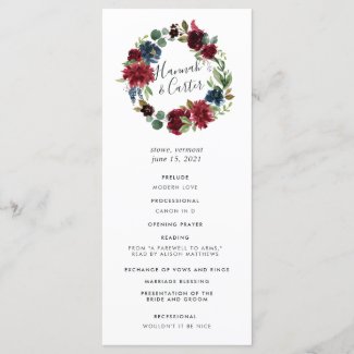 Radiant Bloom Wreath Wedding Ceremony Program