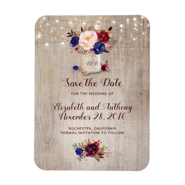 Radiant Blooms Mason Jar Rustic Save the Date Magnet (Vertical)