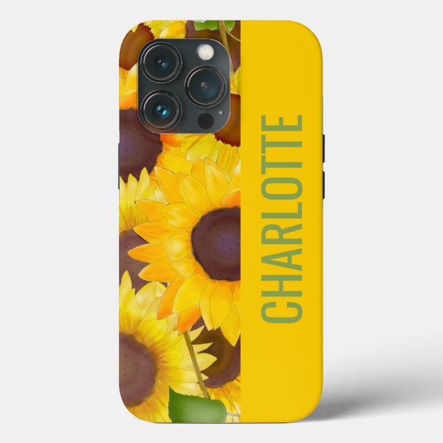 Radiant Blooms: Personalized Yellow Sunflower Case-Mate iPhone Case (Back)