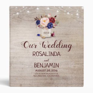 Radiant Blooms Rustic Mason Jar Wedding Binder