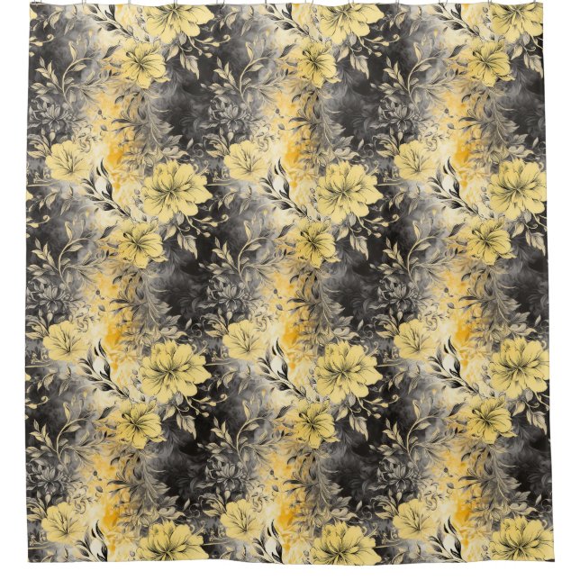 Radiant Blooms: Yellow & Black Floral (Front)
