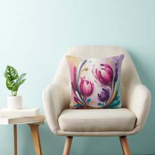 Radiant Blossom Arc Throw Pillow