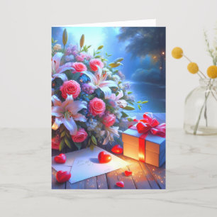 Radiant Blossoms: Whimsical Floral Card 