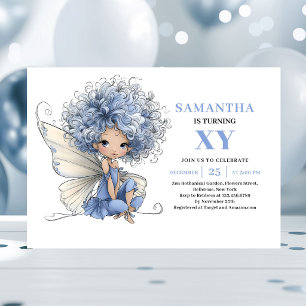 Radiant Blue Fairy Girl 1st Birthday Magic invites