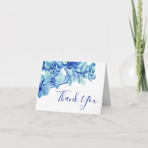 Radiant Blue Orchids Floral Thank You Card