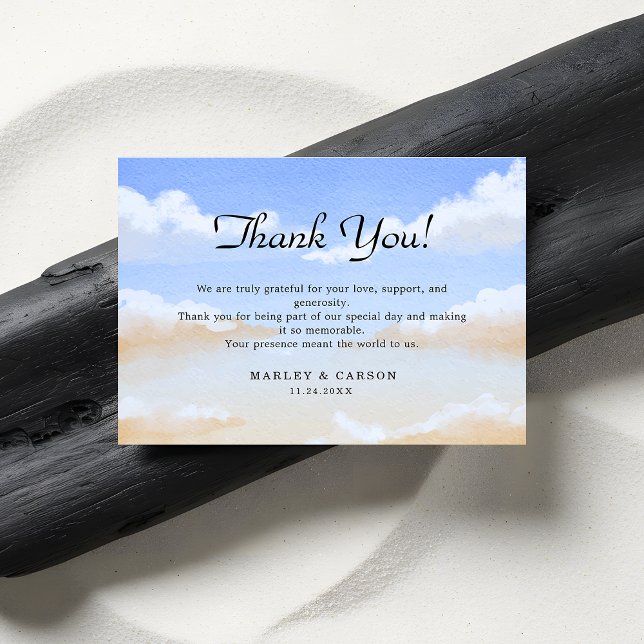 Radiant Blue Sky Summer Beach Wedding Thank You Card (Creator Uploaded)