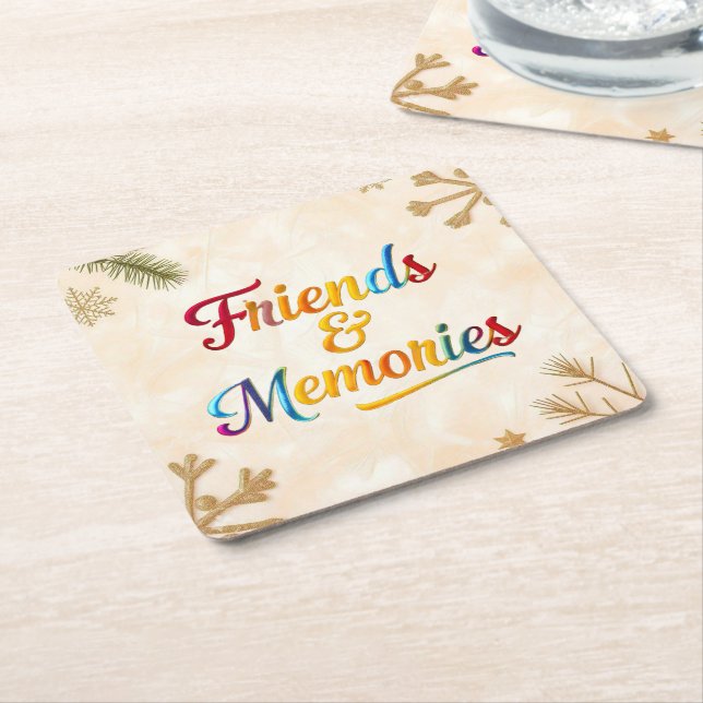 "Radiant Bonded Spirits" Square Paper Coaster (Angled)