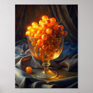 "Radiant Bunch: Orange Grapes in Transparency". Poster