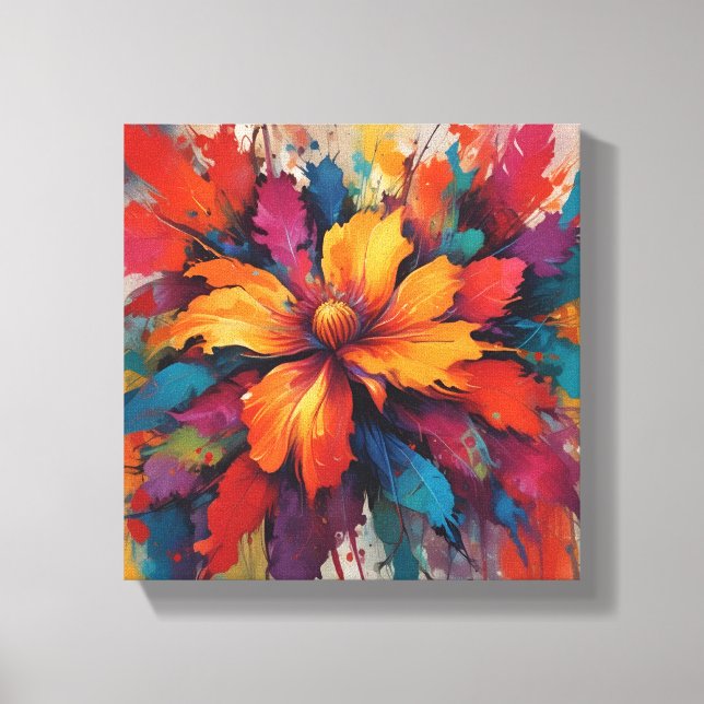  Radiant Burst of Orange Floral Energy Canvas Print (Front)