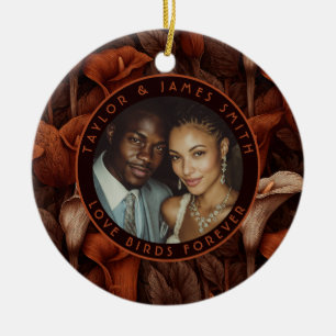 Radiant Calla Lilies Sparkle Rustic Wedding Ceramic Ornament